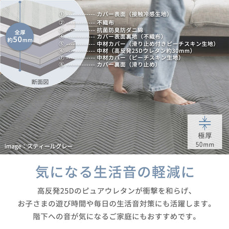 接触冷感でひんやり カバーを外して洗えるラグ