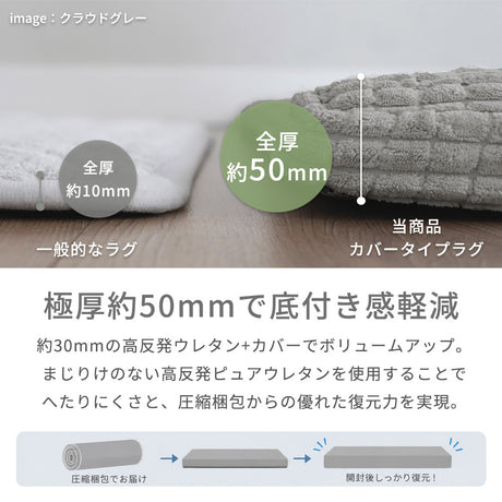 洗えるカバーで清潔に 抗菌防臭防ダニのポコポコキルトラグ