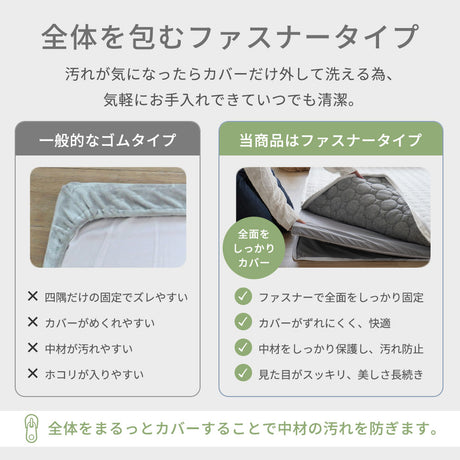 洗えるカバーで清潔に 抗菌防臭防ダニのポコポコキルトラグ