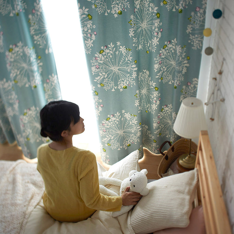 【サイズオーダー】綺麗なシルエットの植物を大胆かつ繊細に並べた北欧デザイン遮光2級カーテン  1枚入り