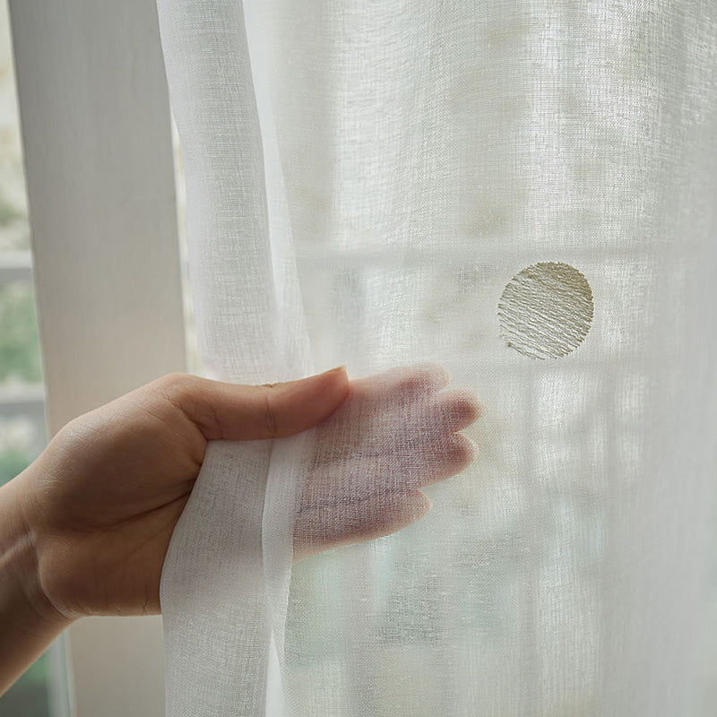 刺繍の密度でグラデーションを表現したドット柄レースカーテン 1枚入り