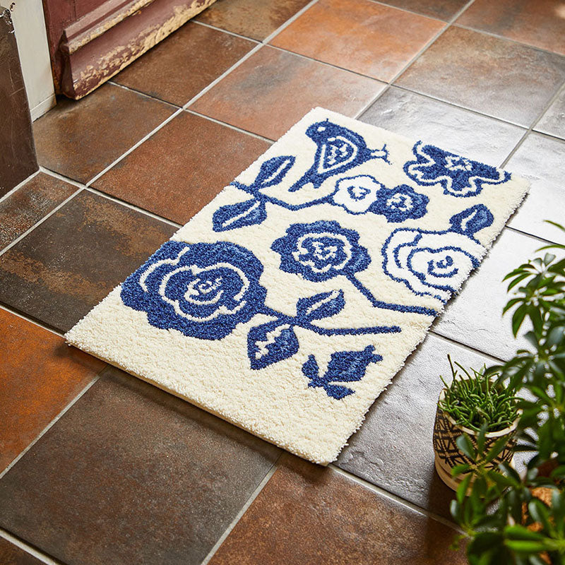 鳥や草花を描いたおしゃれな防ダニ加工の北欧風マット CUCO RUG - クコマット