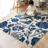 鳥や草花を描いたおしゃれな防ダニ加工の北欧風ラグ CUCO RUG - クコラグ