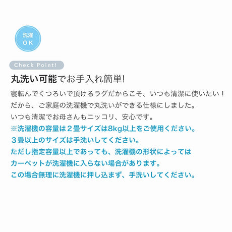 アクセント色と非対称パターンが優しい表情のチェック柄ラグ