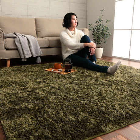 洗えるマイクロファイバーシャギーラグ ふわふわタッチ