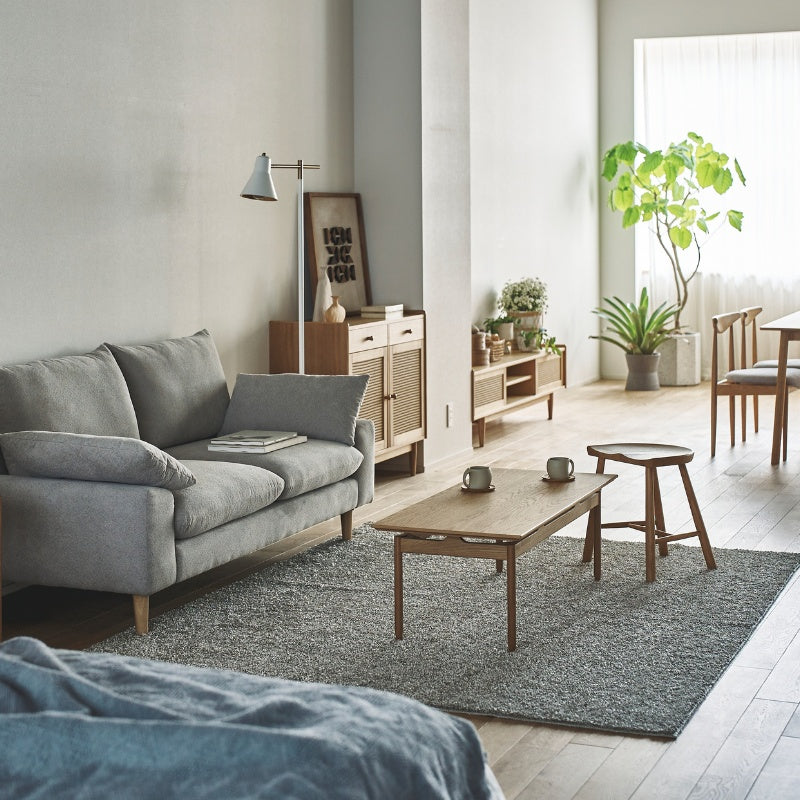 大人グレーのシャギーラグ 国産