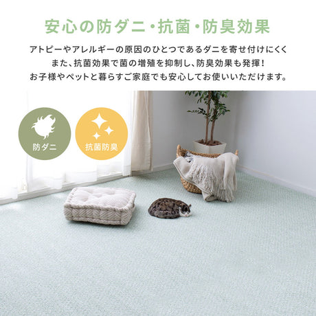 はっ水加工で汚れにくいカーペット 防炎・防音・防ダニ・抗菌・防臭・防汚  江戸間3～10畳