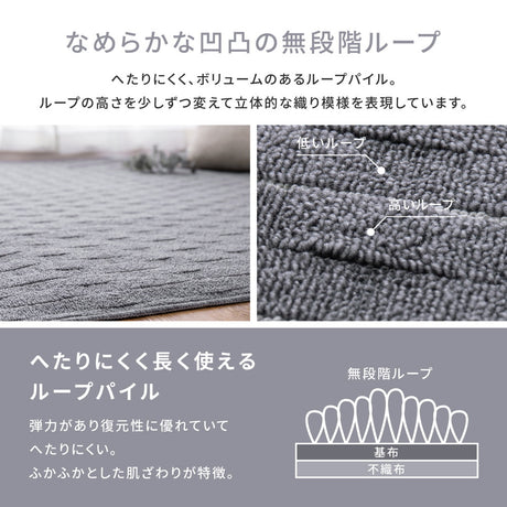 立体的な織りデザイン抗菌機能付きカーペット 江戸間2～8畳