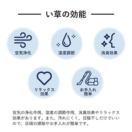織りで市松柄を表現したシンプルなデザインの国産い草ラグ 滑り止め加工付き ラグサイズ