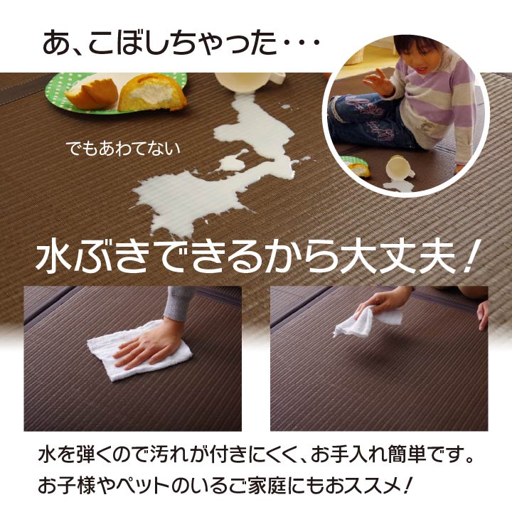 水拭きできるのでペットのいるご家庭にぴったりな置き畳 スカッシュ 約82×82cm